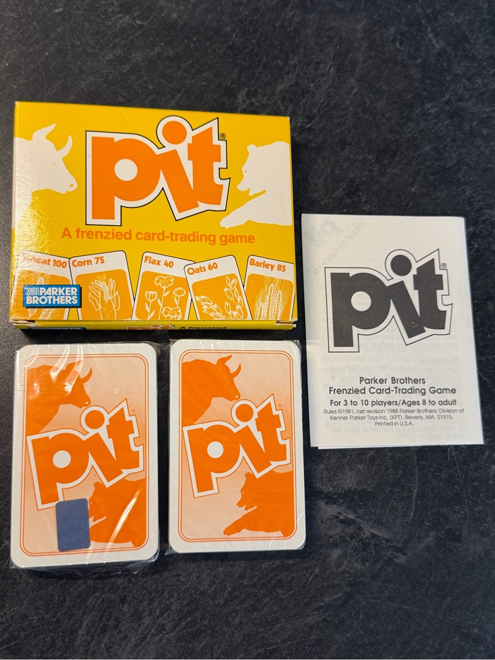 Vintage 1988 Parker Brothers Pit Card Game - NEW SEALED CARDS!